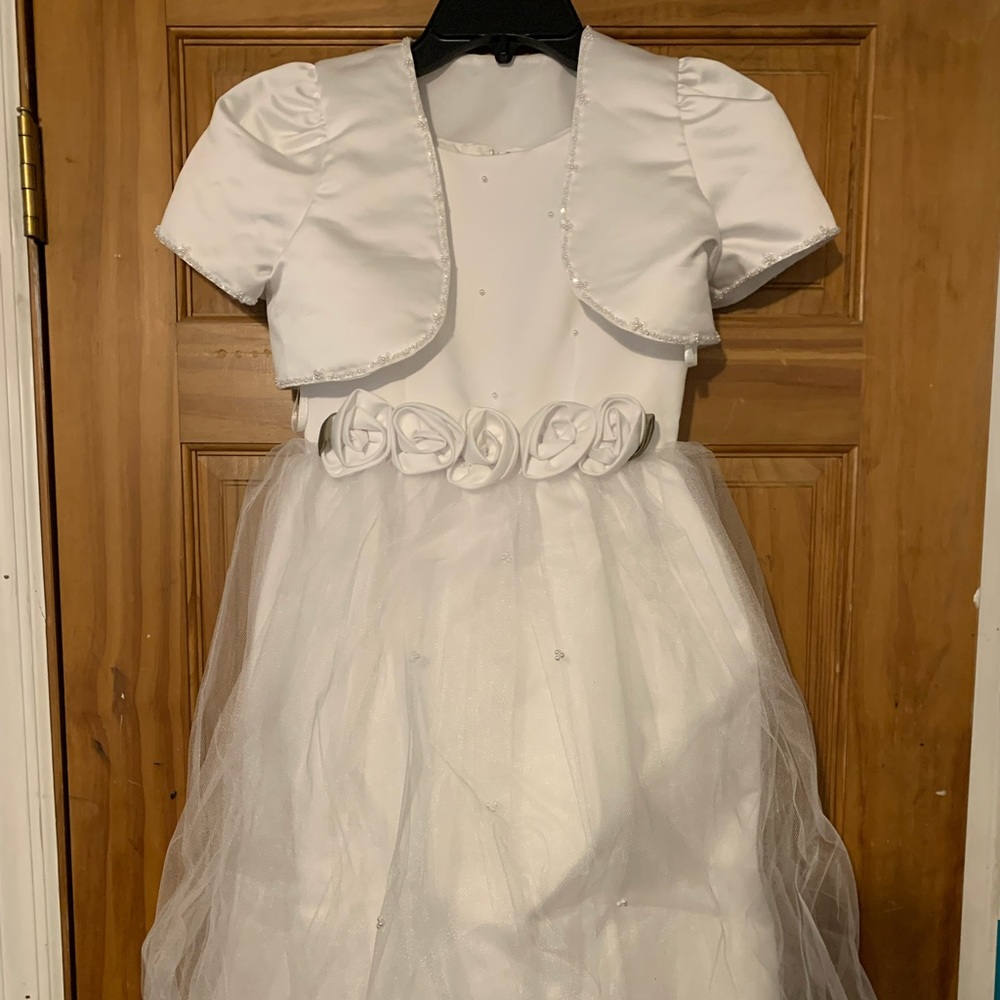 Girls Sweetie Confirmation Dress Size 8 All White